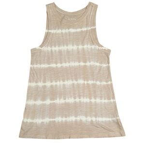 TIME AND TRU Tan & White Tie Dye Cotton Tank